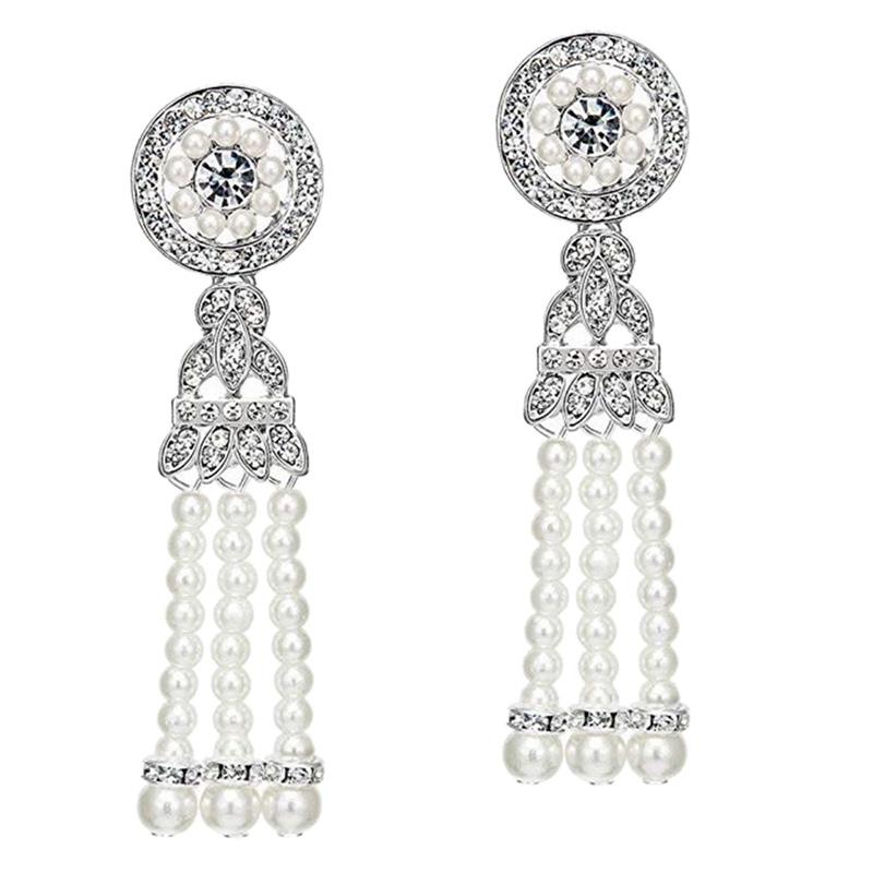 Anting Tusuk Gantung Desain Flapper Gatsby 20s Gaya 1920an Untuk Wanita