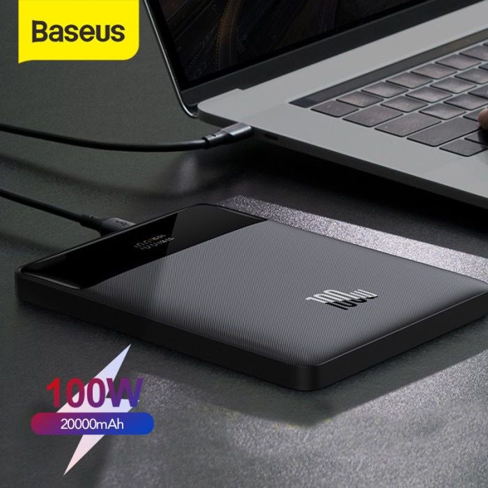 Baseus Powerbank Blade 100 Watt 20.000 mAh - Quick Charging - Power Delivery Type C PD - for Macbook, iPad, dll