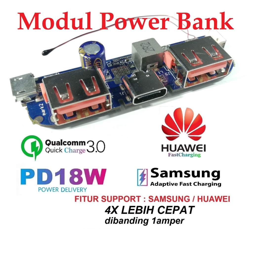 modul power bank QC 3.0 + PD power delivery fast charging hp laptop  tablet li polimer led indikator