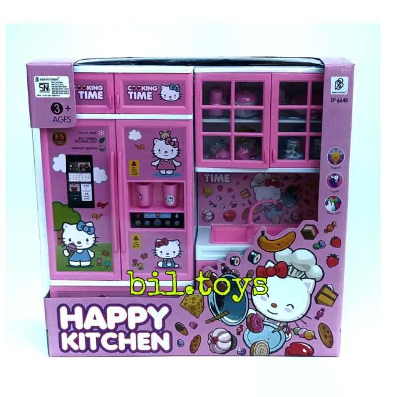 MAINAN ANAK PEREMPUAN DAPUR HAPPY KITCHEN SET COOKINGKULKAS WASTAFEL MAINAN KITCHEN SET LOL HK