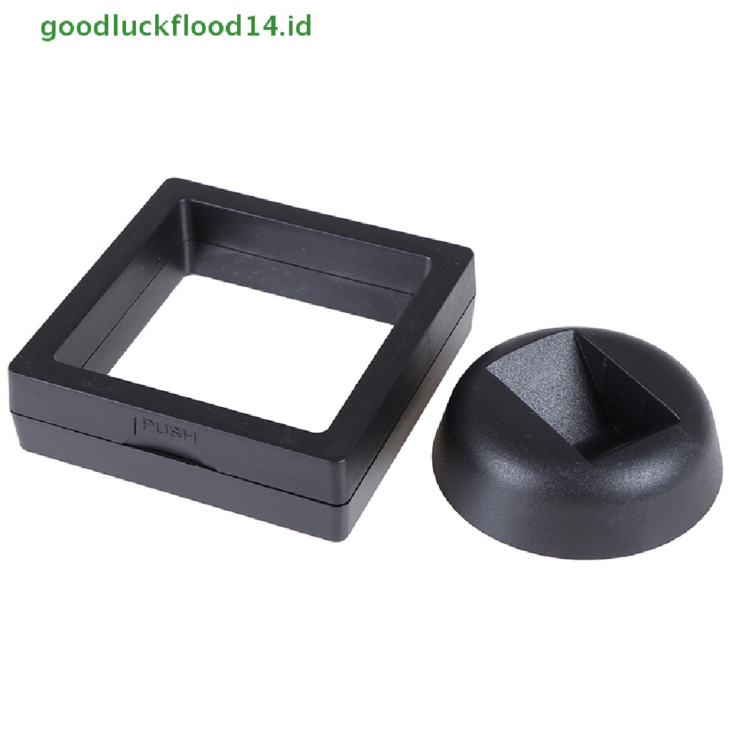 Kotak Bingkai display Perhiasan Koin 3D Warna Hitam Ukuran 70x70mm Dengan stand