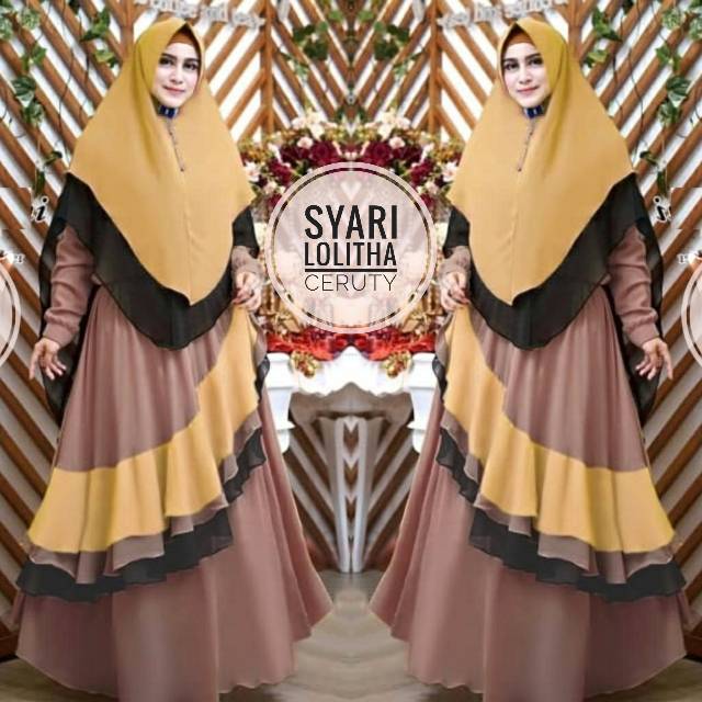 SALEE  Syari Lolitha 5 warna yg Cantikkk set khimar