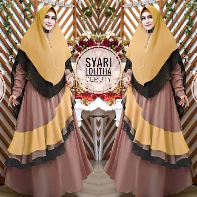 SALEE  Syari Lolitha 5 warna yg Cantikkk set khimar