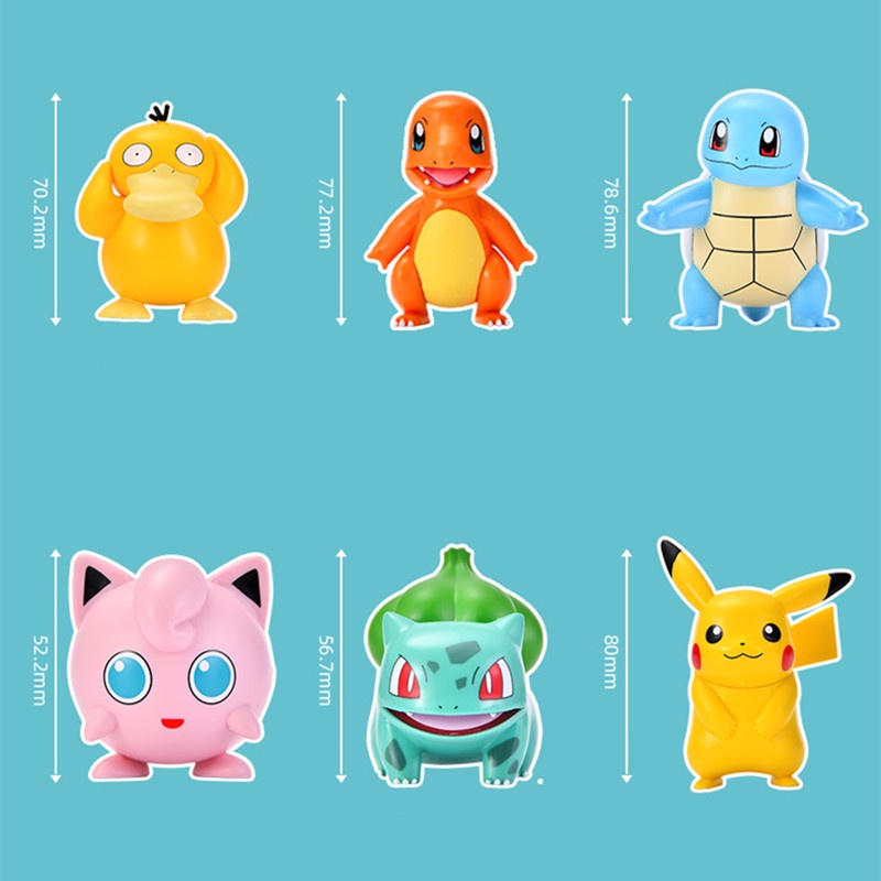 Genuine Edition Pokemon Action Figure Original Pikachu Bulbasaur Charmander Psyduck Model Anime Mainan Boneka Collections Hadiah