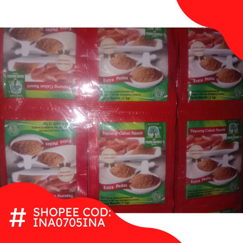 Cabai Bubuk Tabura 1 Renteng / Cabai Bubuk 500 x 12 Sachet