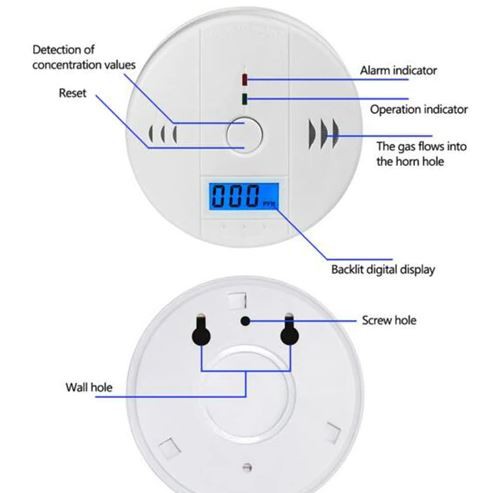 Pendeteksi Smoke Detector Alarm Sensor Warning Alarm CO Carbon Monoxide Digital Karbon Monoksida