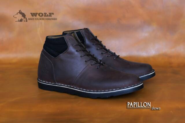 SEPATU BOOT KULIT ASLI WOLF PAPILLON ORIGINAL OUTDOOR BOOTS FULL LEATHER