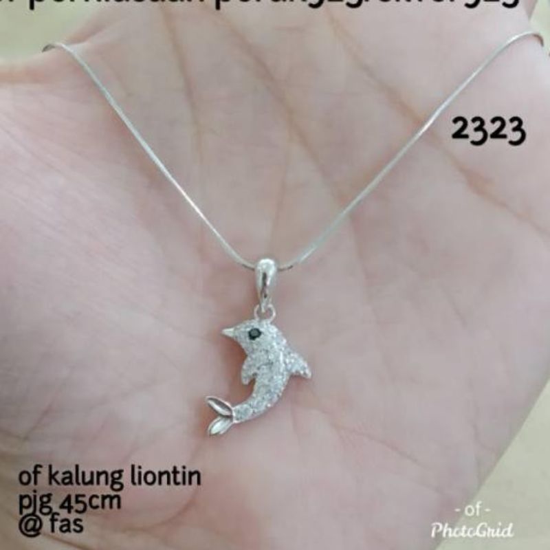 Dparis liontin dolpin | KALUNG RHODIUM DOLPIN ANTI KARAT /KALUNG RHODIUM SILVER DOLPIN ANTI KARAT JENIS RANTAI OMEGA + GIFT