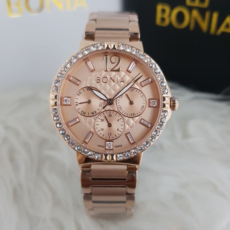 Jam Tangan Wanita Bonia Multifanction Rosegold Original Bm