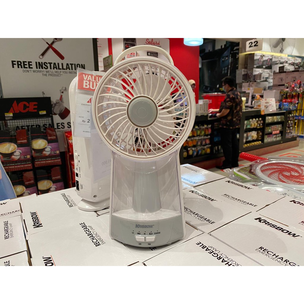 Krisbow Lampu Darurat Rechargeable, Kipas, dan Lampu Darurat