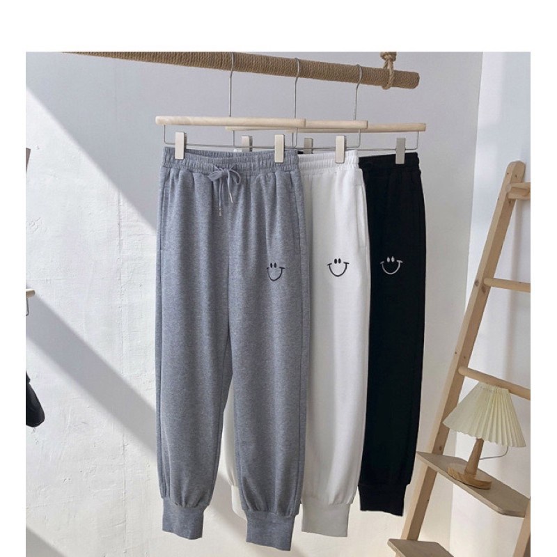 SMILE PANTS CELANA TRAINING JOGER WANITA FLEECE