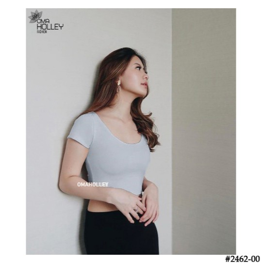 (COD) OH Fashion Kaos Olivia Low Neck Crop Top #2462