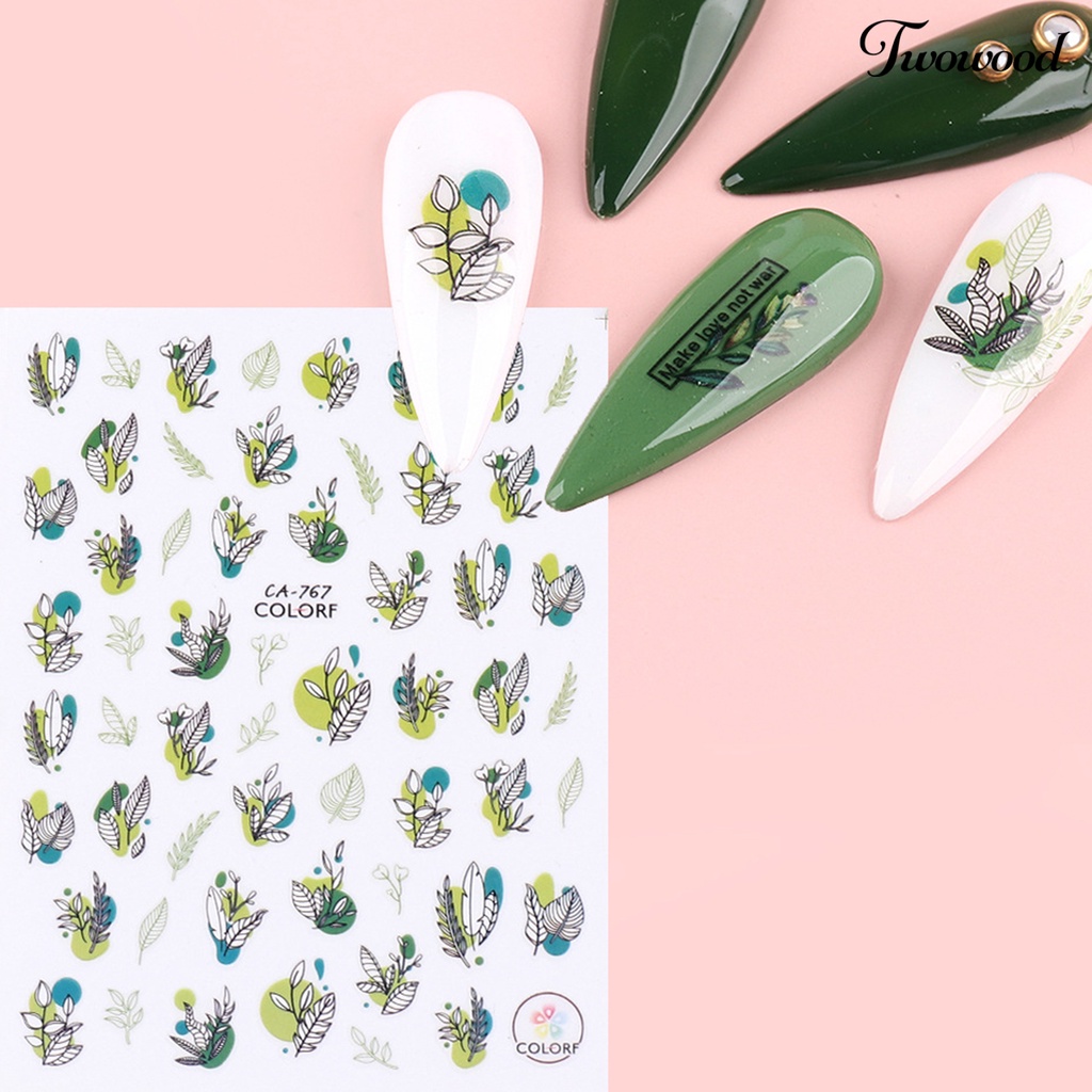 Stiker Kuku Motif Bunga Daun Burung Butterfly Warna-Warni Untuk Dekorasi Manicure