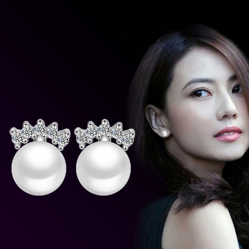 Anting Perak 925 Wanita Mahkota Bunga Perhiasan Fashion/Subang Telinga anting perempuan