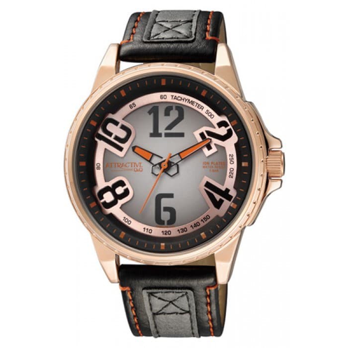 Q&Q QQ Attractive Analog Jam Tangan Pria Kulit DA66J105Y Original
