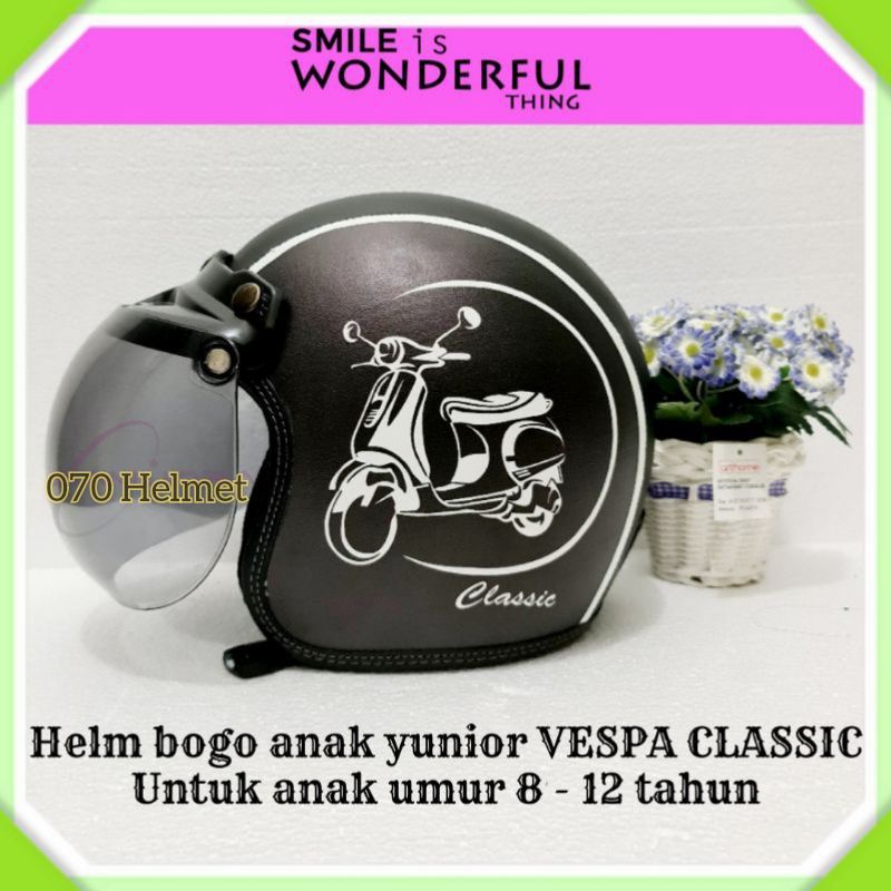 Helm bogo anak karakter junior Vespa classic