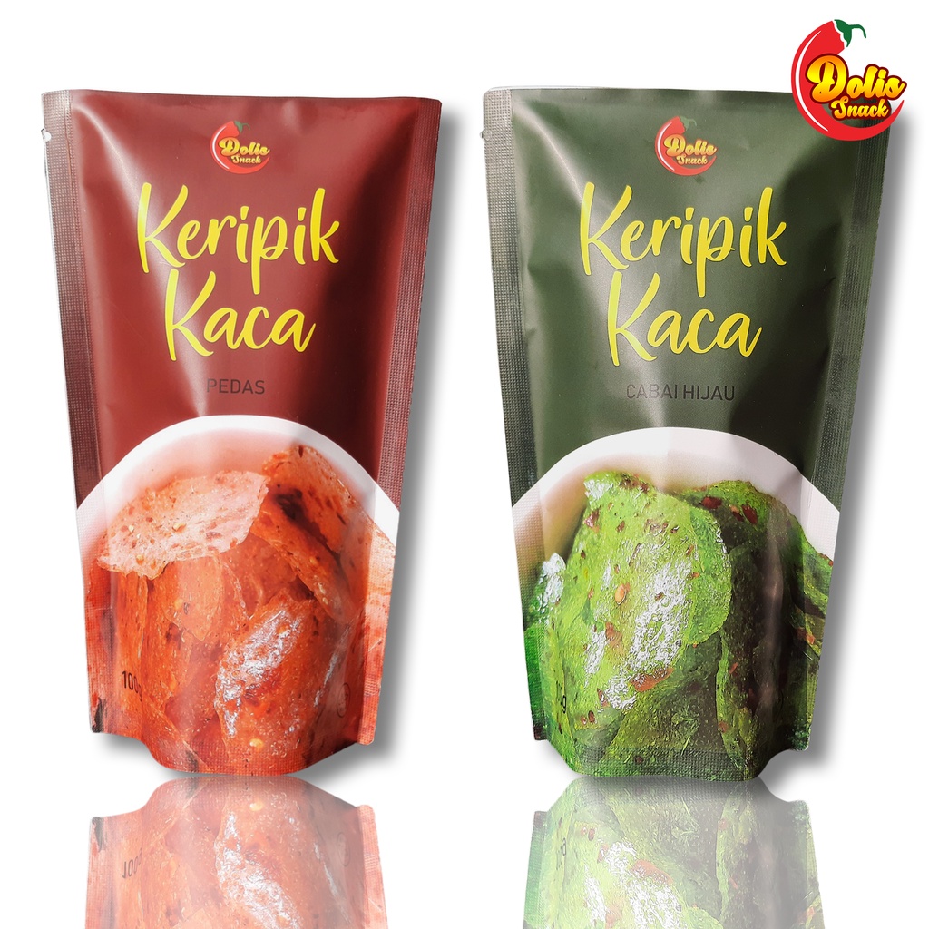 

Keripik Kaca Pedas Daun Jeruk / Kripca Cabai Hijau Daun Jeruk / Keripik Beling Gurih Cabai Asli Dolis Snack
