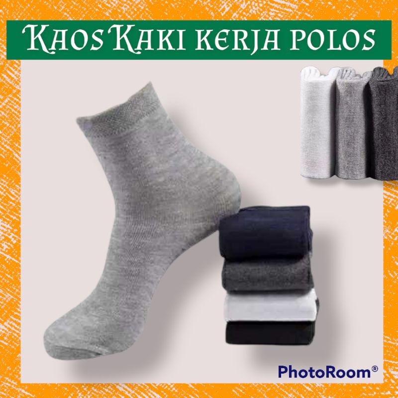 TERMURAH KAOS KAKI PENDEK POLOS PRIA WANITA DEWASA KAOS KAKI KERJA 3/4 MEN POLOS