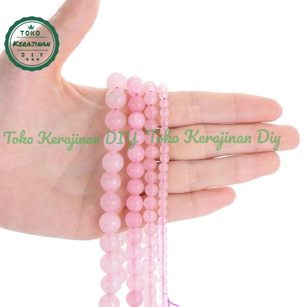 Bahan Gelang Batu Rose Quart 6,8,10mm Bahan Craft dan DIY