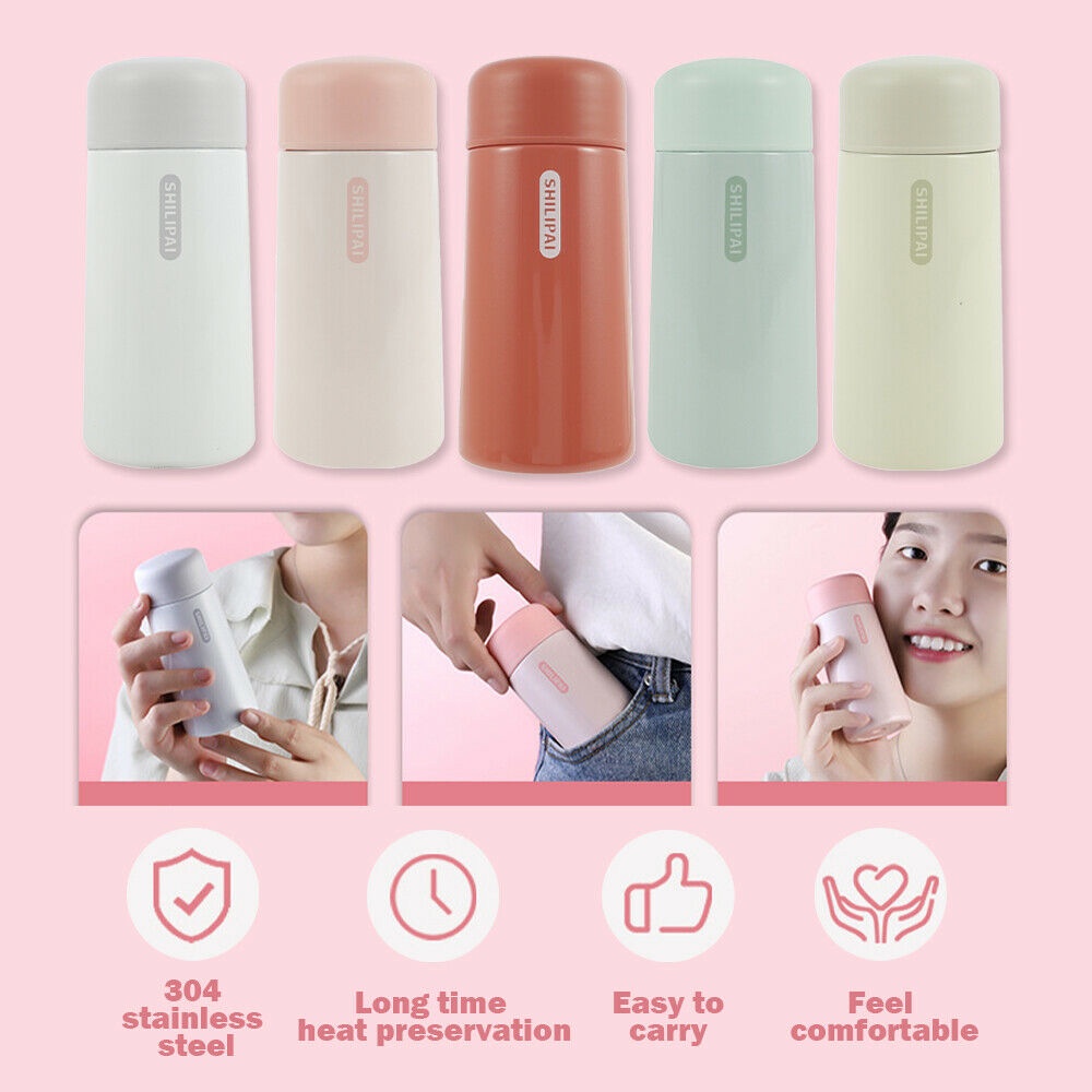 REBUY Mini Water Bottle Portable Coffee Mug Thermos Cup 150ML Tea Winter Drink Leak-proof Insulated Vacuum Flask/Multicolor