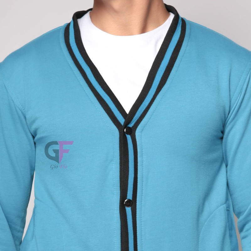 GIOFLO Cardigan Pria Panjang Biru Muda / CAR 610