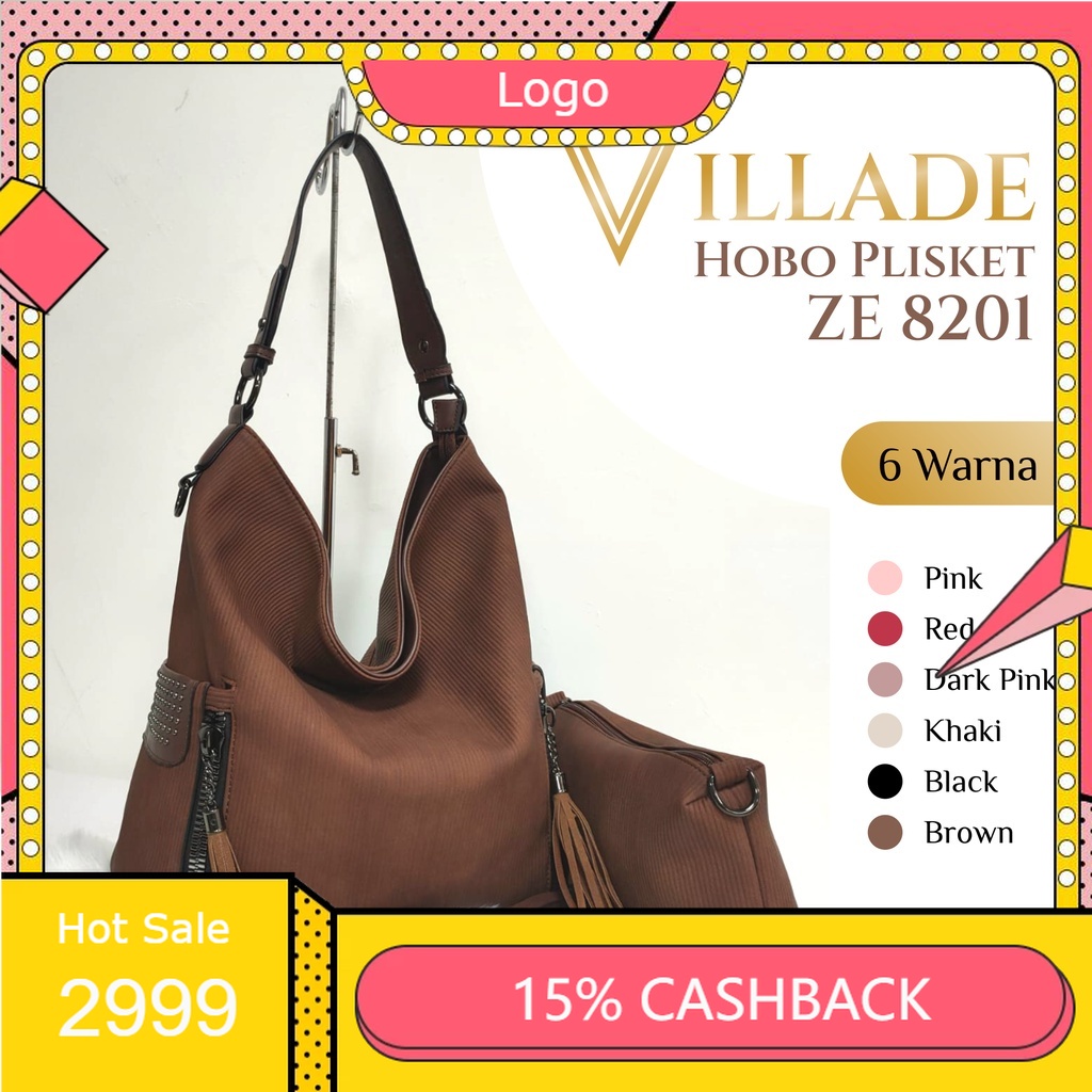 Tas Wanita Import Villade Hobo plisket 8201 | Hobo Bag | Woman Bag | Tas Wanita Elegan