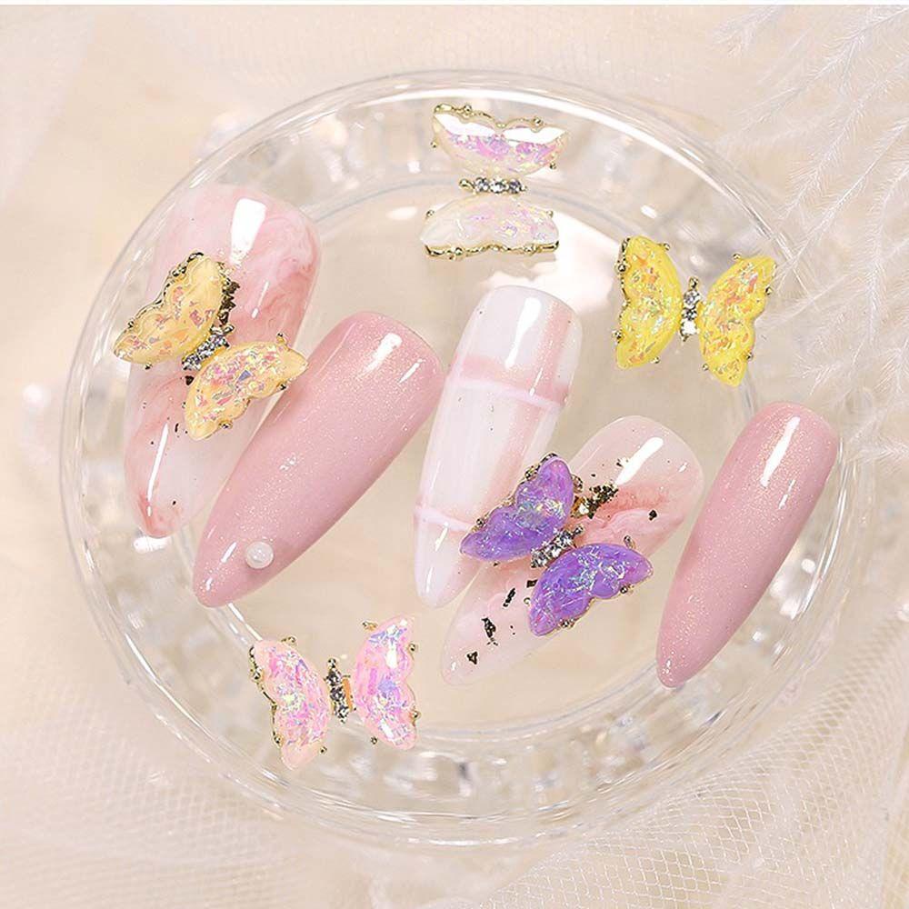 Mxbeauty Kupu-Kupu Kuku Berlian Imitasi Lucu DIY Aurora Warna Manicure Nail Aksesoris Kristal Nail Art Perhiasan