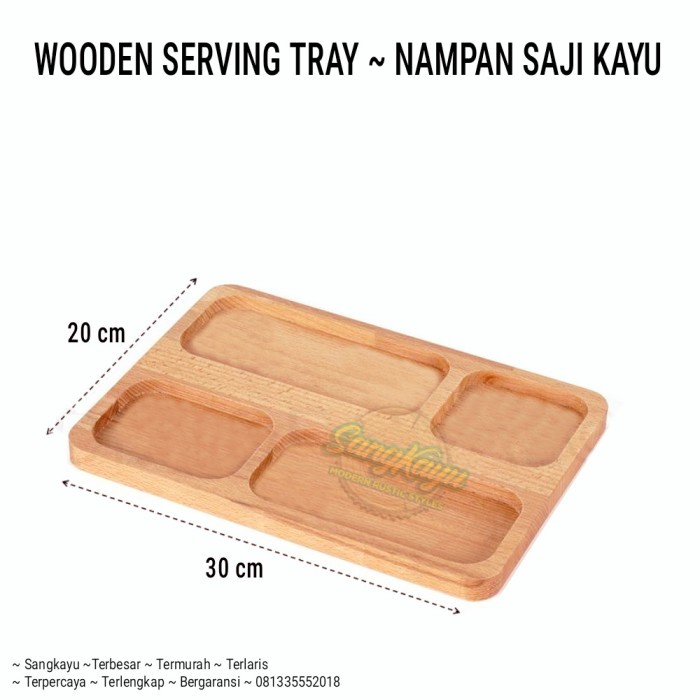 Wooden serving tray snack tray nampan saji piring kayu desk organizer - KAYU MAHONI