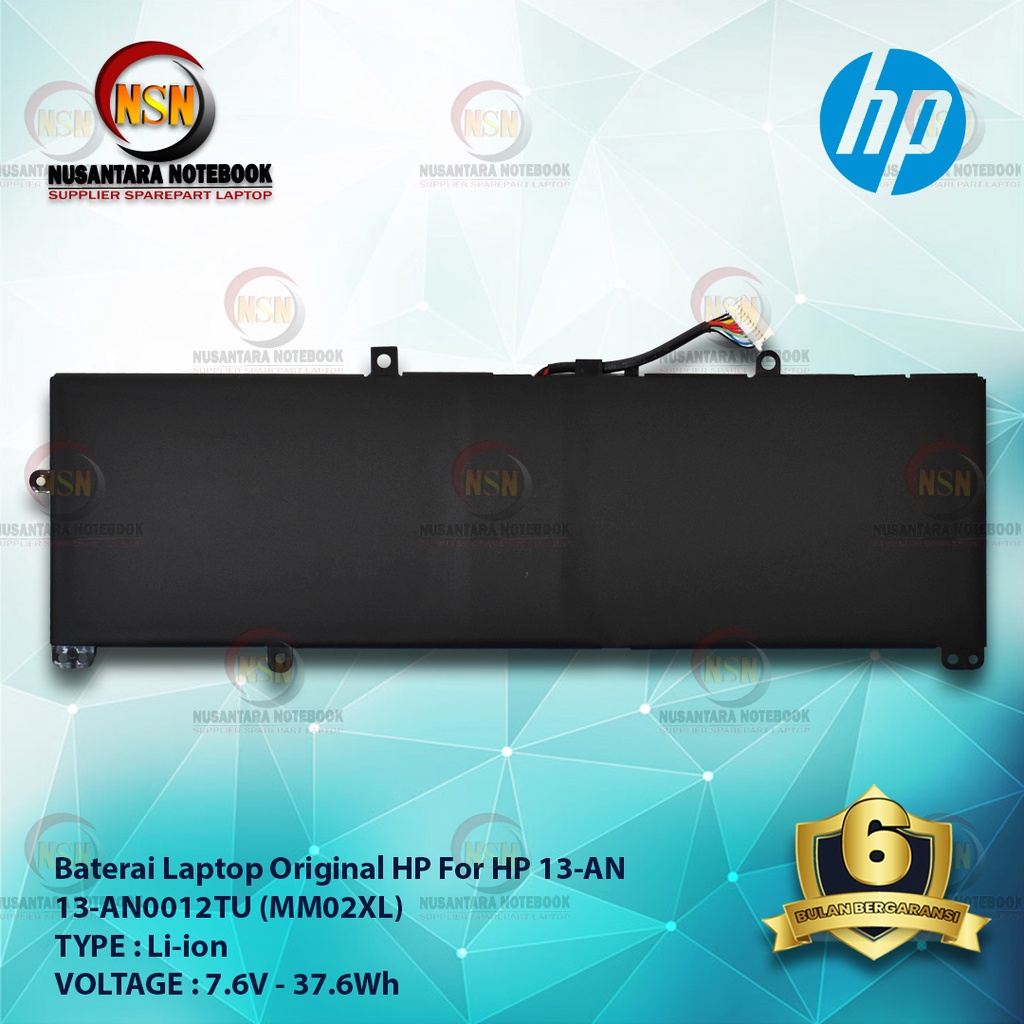 Original Baterai Laptop HP For HP 13-AN 13-AN0012TU MM02XL 7.6V 37.6Wh