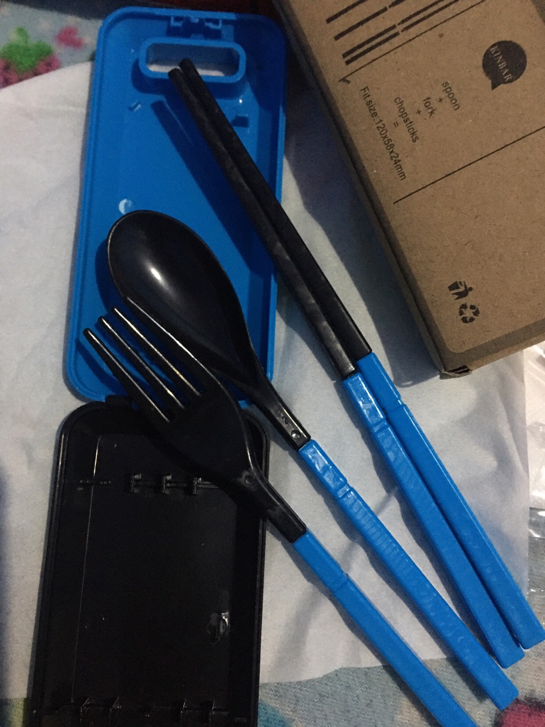 Set Sendok Garpu Sumpit Kotak Alat Makan Lipat Portable