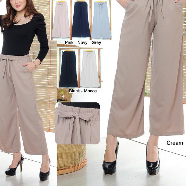 ✪ Celana kulit wanita katun kulot - Hitam ♢