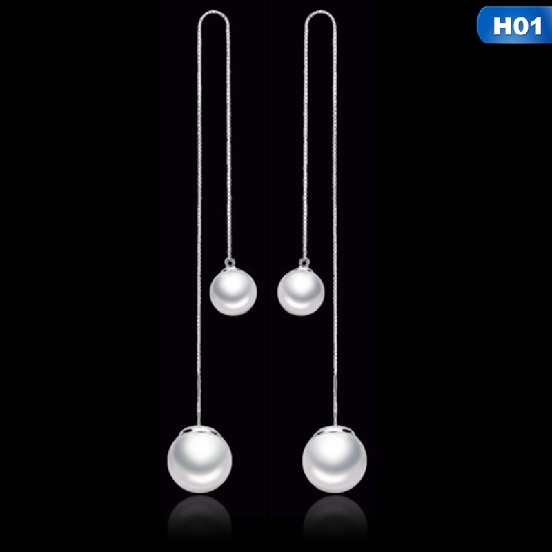 1 Pasang Anting Kait Gantung Tassel S925 Pendan Angsa/Snowflake Hias Mutiara Imitasi Gaya Korea