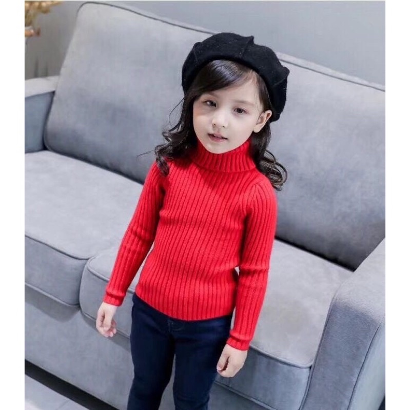 Sweater Rajut anak Turtle Neck  Kerah Tinggi Usia 1-6 Tahun