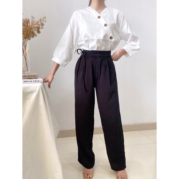 KIRANA Celana Highwaist Loose Pants Casual / Celana Kantor Wanita Formal / Kulot Wanita Pita P8