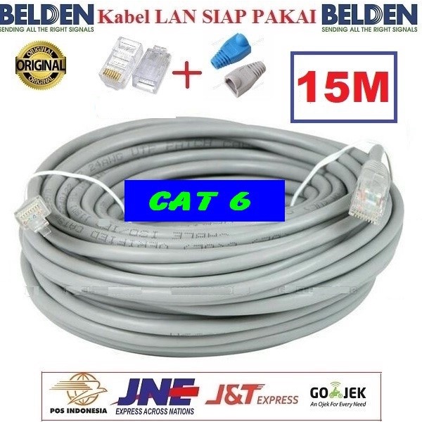 Kabel Lan Belden Cat 6 USA 15 meter Siap Pakai/15M / 15meter UTP