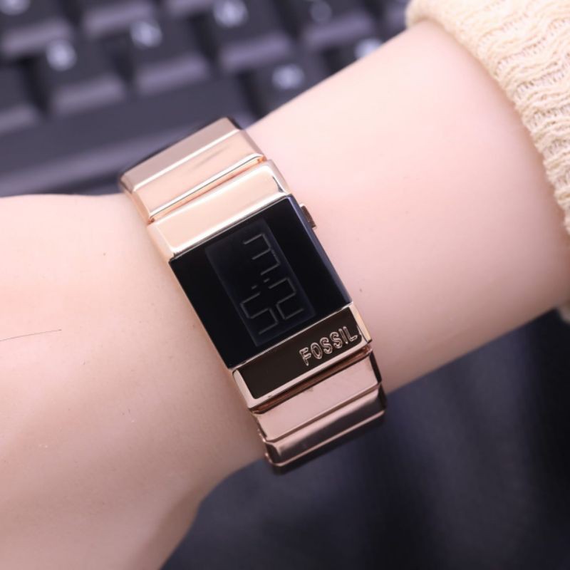 READY -  JAM TANGAN - JAM TANGAN WANITA - JAM TANGAN DIGITAL KOTAK FS AC RANTAI STEEL