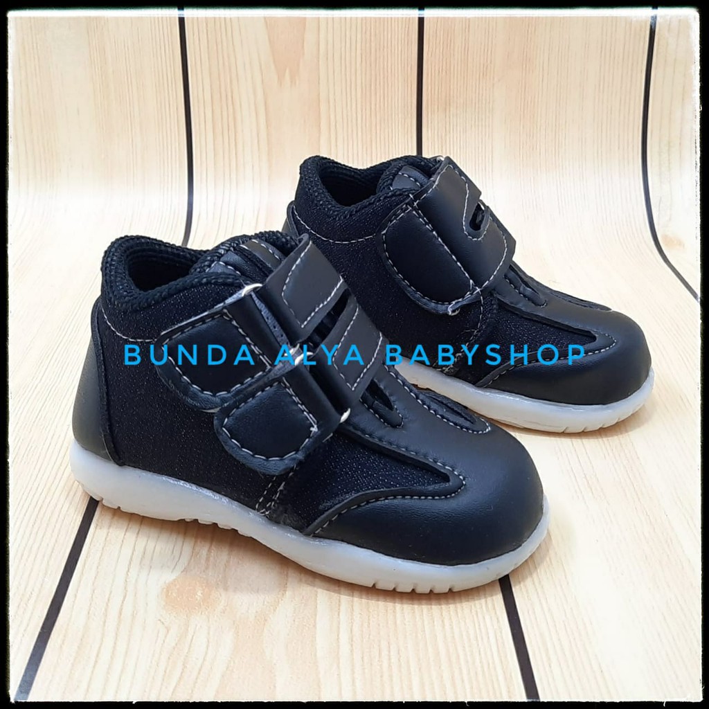 Sepatu Anak Laki Usia 1 2 3 4 Tahun Size 22 - 30 -Sepatu Boots Anak Cowok Jeans Kombinasi HITAM SALE