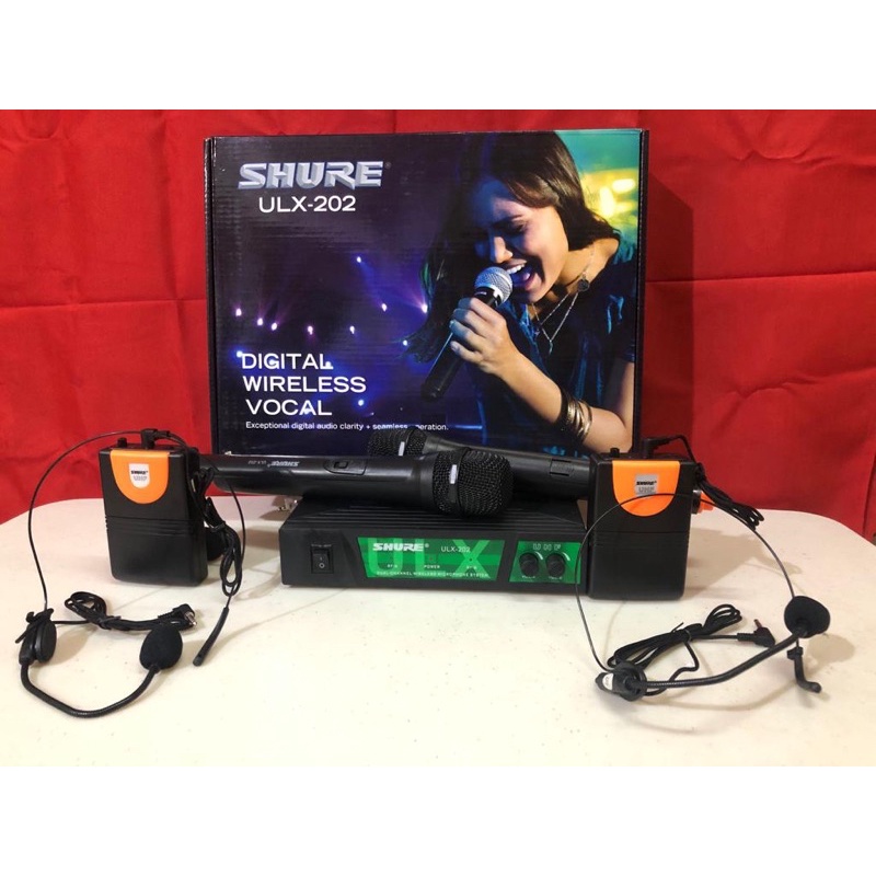 Mic Wireless Shure ULX-202 / ULX 202 Double HANDLE CLIP ON HEADSET