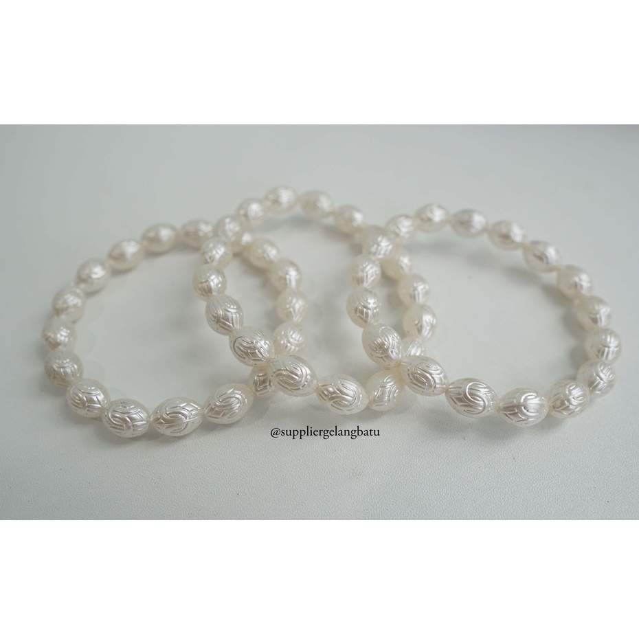 GELANG Mutiara Sintetis TELUR PASKAH 10MM WHITE PEARL bingkisan cantik