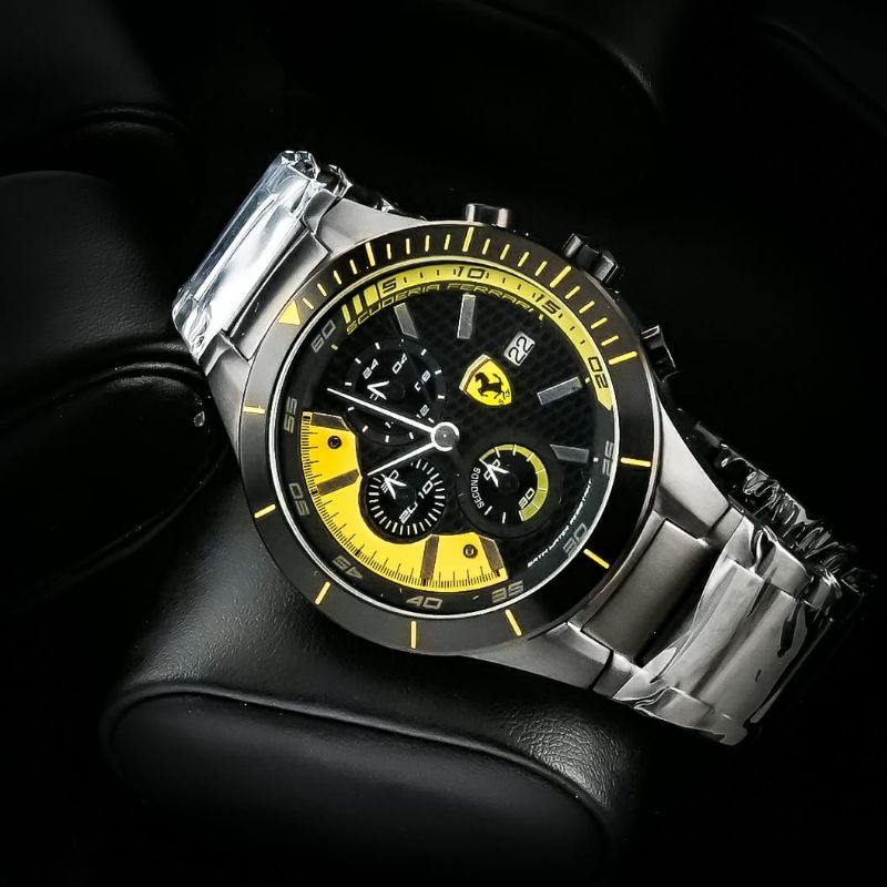 Jam Tangan Pria Merk Ferrari Stainless Baterai