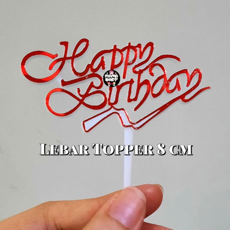 Tusukan Cupcake Topper Happy Birthday Hiasan Kue Tulisan HBD Gold Red