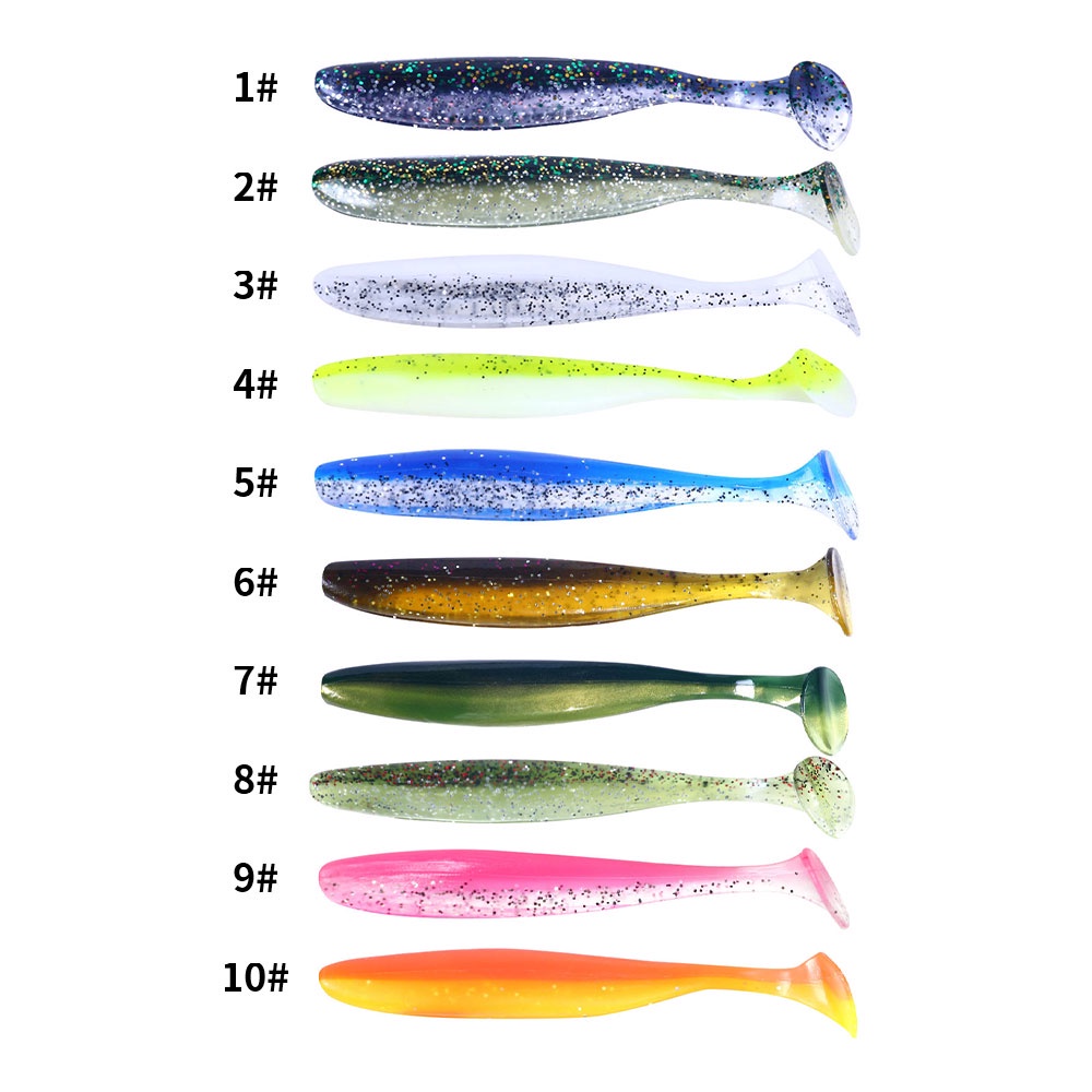 Wholesale Hengjia 100pcs / 60pcs Umpan Pancing Soft lure Tiruan Bentuk Ikan Ekor T Bahan Silikon 5cm/7cm/9cm Artificial Worm Baits 10Warna