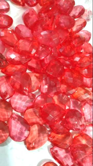 Mote Akrilik Tetes Merah 16 mm (20 pcs)