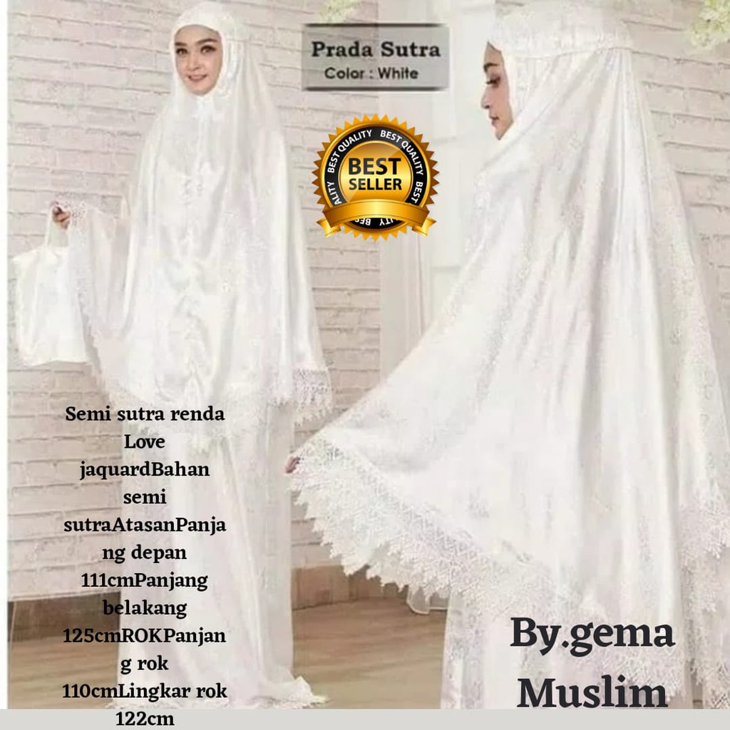 mukena dewasa semi sutera love/mukena sutra renda/mukena terlaris/mukena termurah