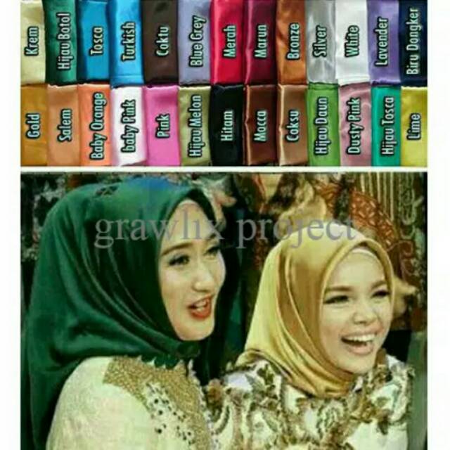 Jilbab segi empat saten / saten hijab square