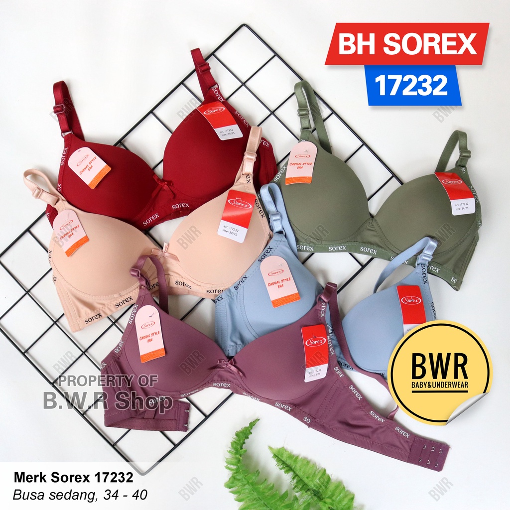 Pilih Warna Bra Sorex 17232 Casual Style Bh / Bra Wanita Tanpa Kawat Busa Tipis T-Shirt Kancing 2 - Bwr