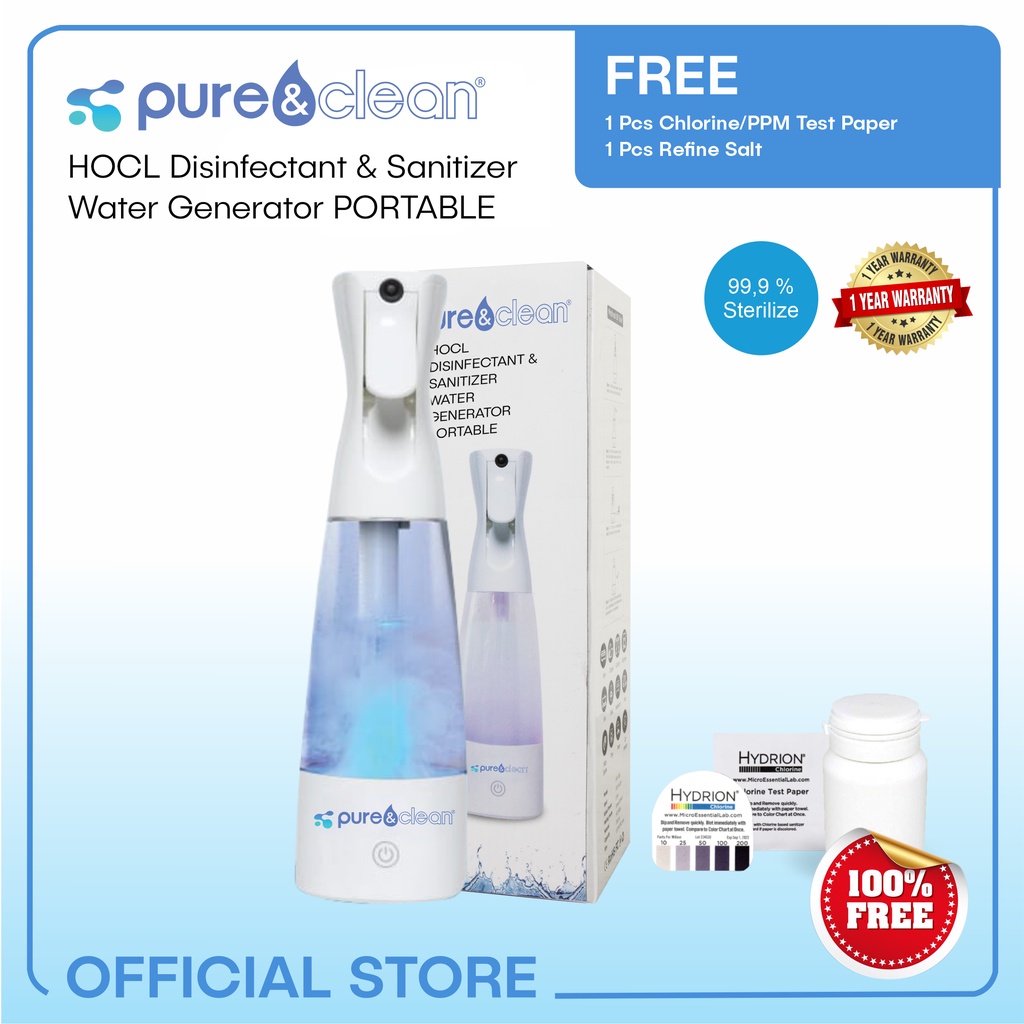 HOCL Disinfectant & Sanitizer Water Generator/Maker Portable - Pure & Clean