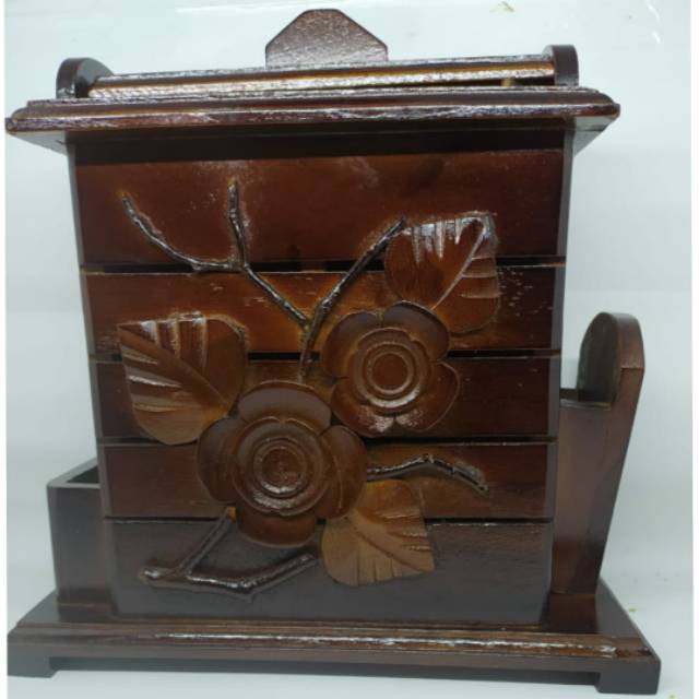 Tempat Sendok Garpu dan Tisu Mawar Ukir