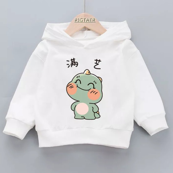 Sweater Anak Cute Chibi Dinosaurus Sweater Fleece Pakaian Anak Unisex