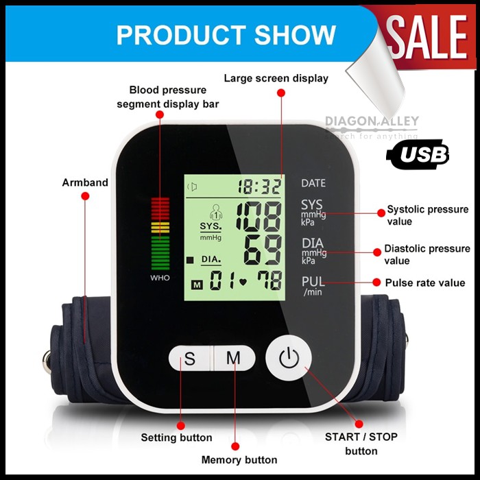 TENSIMETER DIGITAL USB PENGUKUR TEKANAN DARAH TENSI BLOOD PRESSURE RAK-283